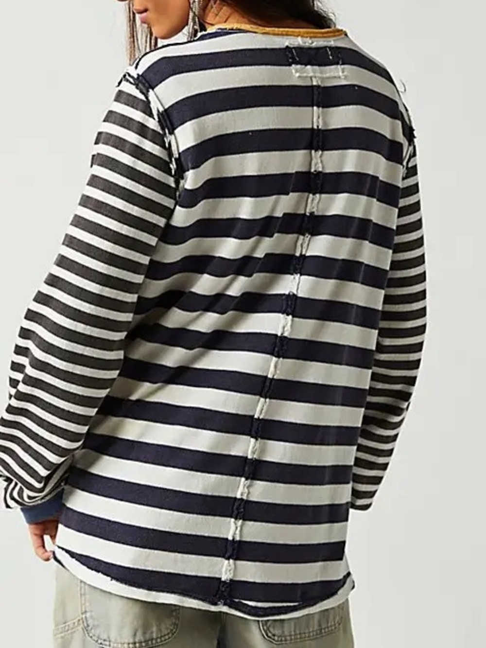 We The Free Navy and White Striped Long Sleeve Tee - Picture 2 of 8